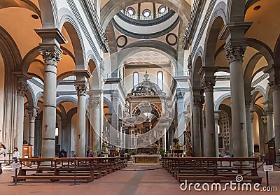 Interior of the Basilica of the Holy Spirit Santo Spirito in F Editorial Stock Photo